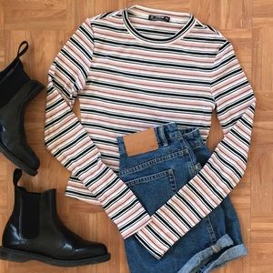 Striped long sleeve crop top // BUNDLE 3 for $30